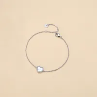 Shell Brass Rose Gold Plated White Gold Plated Inlay Heart Shape Shell Zircon Bracelets sku image 2