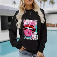 Hoodies & Sweatshirts Long Sleeve Printing Streetwear Mouth Letter main image 1