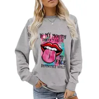 Hoodies & Sweatshirts Long Sleeve Printing Streetwear Mouth Letter main image 5