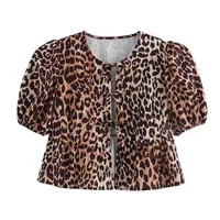 Women's Blouse Short Sleeve Blouses Printing Sexy Streetwear Leopard sku image 3