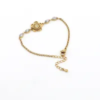 Basic Simple Style Flower 304 Stainless Steel Gold Plated Bracelets In Bulk main image 5