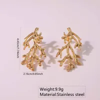 2 Pieces Set Retro French Style Geometric Flower 304 Stainless Steel Imitation Gold  Ear Studs main image 3