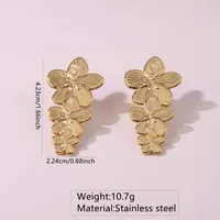 2 Pieces Set Retro French Style Geometric Flower 304 Stainless Steel Imitation Gold  Ear Studs main image 9