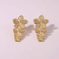 2 Pieces Set Retro French Style Geometric Flower 304 Stainless Steel Imitation Gold  Ear Studs main image 6