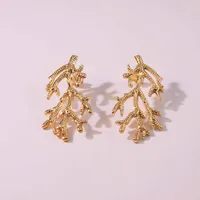 2 Pieces Set Retro French Style Geometric Flower 304 Stainless Steel Imitation Gold  Ear Studs sku image 2