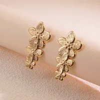 2 Pieces Set Retro French Style Geometric Flower 304 Stainless Steel Imitation Gold  Ear Studs main image 8