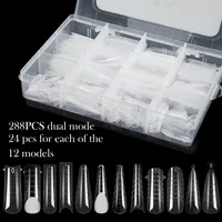 New Nail Nail Mold Mixed With 12 Paper-free Hand Extension Crystal Nail Transparent Nail Film 288pcs main image 2