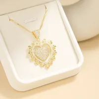 Copper 18K Gold Plated Inlay Heart Shape Zircon Pendant Necklace main image 1