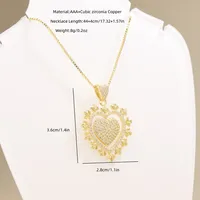 Copper 18K Gold Plated Inlay Heart Shape Zircon Pendant Necklace main image 2