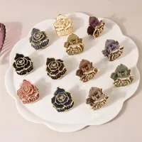 Guanyang  Sweet Rose Flower Barrettes Small Size Hair Claw Headdress Female Updo Shark Hair Clip/Hair Accessory Wholesale main image 1