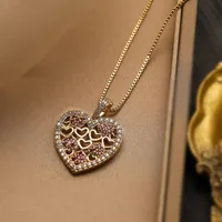 Copper 18K Gold Plated Inlay Heart Shape Zircon Pendant Necklace sku image 1