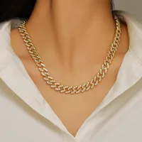 Glam Luxurious Shiny Geometric 18K Gold Plated Artificial Rhinestones Alloy Wholesale Necklace main image 1