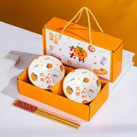 Ceramic Tableware Dishes Suit Sets Of Bowls And Chopsticks Suit Gift Box Opening Activities Wedding Exhibition Hand Gift Small Gifts sku image 3