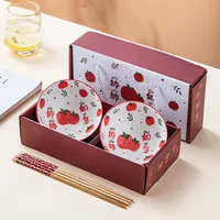 Ceramic Tableware Dishes Suit Sets Of Bowls And Chopsticks Suit Gift Box Opening Activities Wedding Exhibition Hand Gift Small Gifts sku image 4