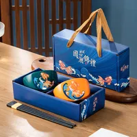 Ceramic Tableware Dishes Suit Sets Of Bowls And Chopsticks Suit Gift Box Opening Activities Wedding Exhibition Hand Gift Small Gifts sku image 19