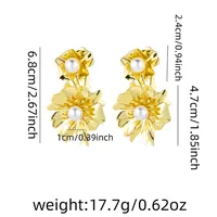 1 Pair Retro Exaggerated Flower Plating Inlay Iron Pearl Ear Studs main image 2