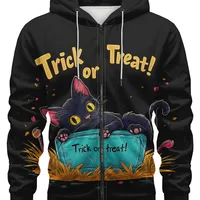 Men's Pumpkin Castle Skull Streetwear Long Sleeve Loose Hooded main image 2