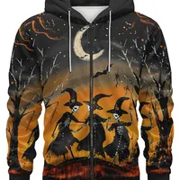 Men's Pumpkin Castle Skull Streetwear Long Sleeve Loose Hooded main image 6