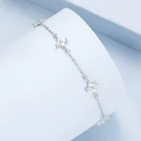 Wholesale Jewelry Elegant Romantic Shiny Geometric Sterling Silver Zircon Inlay Anklet main image 3