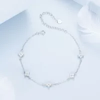 Wholesale Jewelry Elegant Romantic Shiny Geometric Sterling Silver Zircon Inlay Anklet main image 5