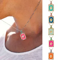 Copper Gold Plated Inlay Tarot Zircon Pendant Necklace main image 1