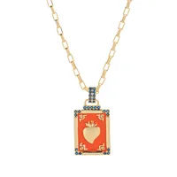 Copper Gold Plated Inlay Tarot Zircon Pendant Necklace sku image 3