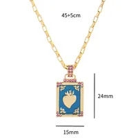 Copper Gold Plated Inlay Tarot Zircon Pendant Necklace sku image 1