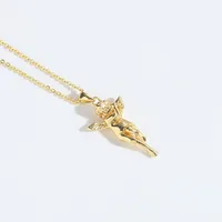 Copper 14K Gold Plated Inlay Geometric Zircon Pendant Necklace sku image 4