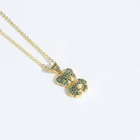 Copper 14K Gold Plated Inlay Geometric Zircon Pendant Necklace sku image 6