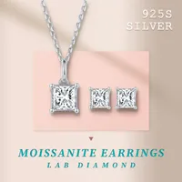 1 Karat Square Diamond Necklace Simple S925 Silver Jewelry Suit In Stock Wholesale main image 1