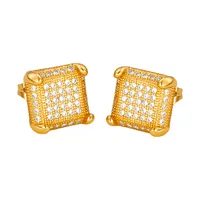 1 Pair Hip-Hop Commute Geometric Plating Copper Zircon Ear Studs sku image 1