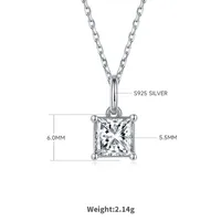 1 Karat Square Diamond Necklace Simple S925 Silver Jewelry Suit In Stock Wholesale sku image 2