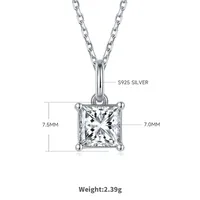 1 Karat Square Diamond Necklace Simple S925 Silver Jewelry Suit In Stock Wholesale sku image 4