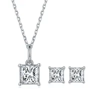 1 Karat Square Diamond Necklace Simple S925 Silver Jewelry Suit In Stock Wholesale main image 6