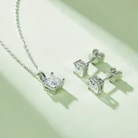 1 Karat Square Diamond Necklace Simple S925 Silver Jewelry Suit In Stock Wholesale main image 5