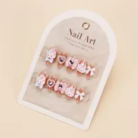 Wear Nail TikTok Popular Flash Blush Pure Desire Wind Bow Knot Nail Stickers Manicure Finished Detachable Nail Piece sku image 54