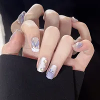 Wear Nail TikTok Popular Flash Blush Pure Desire Wind Bow Knot Nail Stickers Manicure Finished Detachable Nail Piece sku image 218