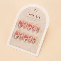 Wear Nail TikTok Popular Flash Blush Pure Desire Wind Bow Knot Nail Stickers Manicure Finished Detachable Nail Piece sku image 219