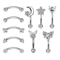 1 Set Eyebrow Studs Simple Style Star 304 Stainless Steel Inlay Zircon Ear Cartilage Rings & Studs sku image 1