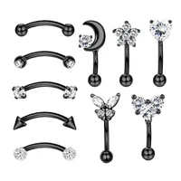 1 Set Eyebrow Studs Simple Style Star 304 Stainless Steel Inlay Zircon Ear Cartilage Rings & Studs sku image 2