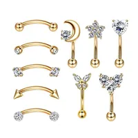 1 Set Eyebrow Studs Simple Style Star 304 Stainless Steel Inlay Zircon Ear Cartilage Rings & Studs sku image 3