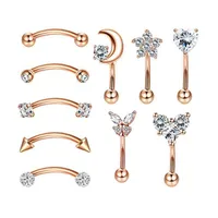 1 Set Eyebrow Studs Simple Style Star 304 Stainless Steel Inlay Zircon Ear Cartilage Rings & Studs sku image 4