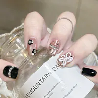 Wear Nail TikTok Popular Flash Blush Pure Desire Wind Bow Knot Nail Stickers Manicure Finished Detachable Nail Piece sku image 212