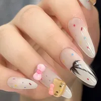 Wear Nail TikTok Popular Flash Blush Pure Desire Wind Bow Knot Nail Stickers Manicure Finished Detachable Nail Piece sku image 246