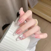 Wear Nail TikTok Popular Flash Blush Pure Desire Wind Bow Knot Nail Stickers Manicure Finished Detachable Nail Piece sku image 220