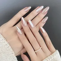 Wear Nail TikTok Popular Flash Blush Pure Desire Wind Bow Knot Nail Stickers Manicure Finished Detachable Nail Piece sku image 227