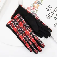 Women's Retro Plaid Woolen Polyester Gloves sku image 24