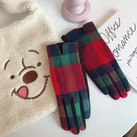 Women's Retro Plaid Woolen Polyester Gloves sku image 10