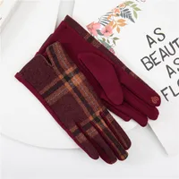 Women's Retro Plaid Woolen Polyester Gloves sku image 18