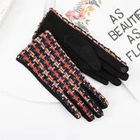 Women's Retro Plaid Woolen Polyester Gloves sku image 28